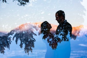 Sapphire Point, Frisco 外景人像电子拍摄 - 一对夫妇和日出的双重曝光剪影