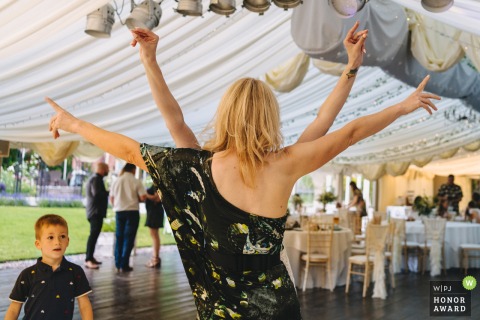 At the Walled Garden Beeston, a dancing shot from the evening reception party under the tent